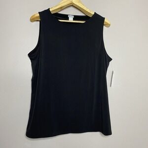 Chico's Round‎ Front Hem Black Tank Top Women Size 3=XL